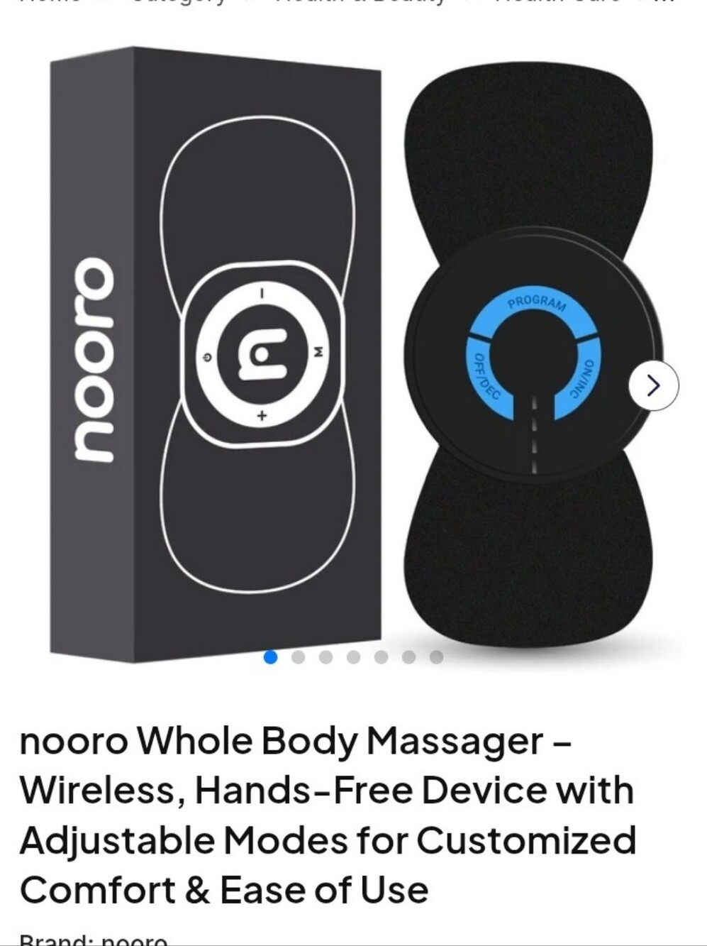 nooro Wireless Whole Body Massager - Black with Blue Accent. New Unopened Box